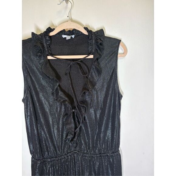 ZAC zac Posen black jumpsuit metallic black wide leg size 10 - Picture 10 of 16